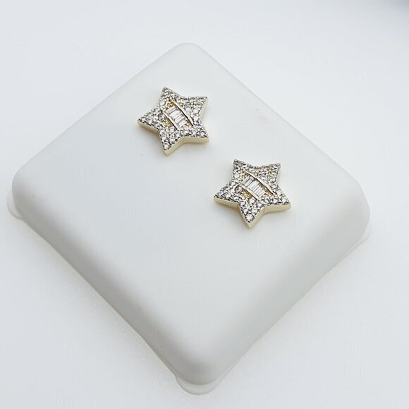 14K Gold Plated Cubic Zircon Earrings, INUS1BR147 - Picture 3 of 9